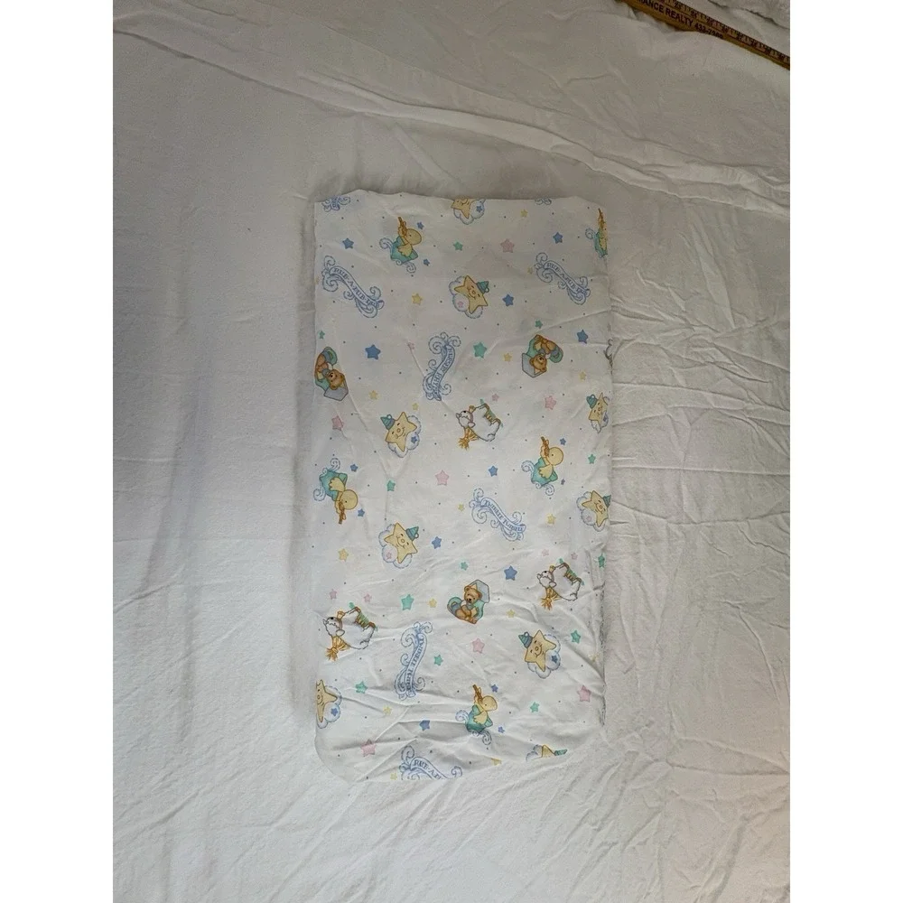 Twinkle Twinkle Rub A Dub Teddy Bear Stars Sheep Vintage Crib Sheet Light‎ Blue